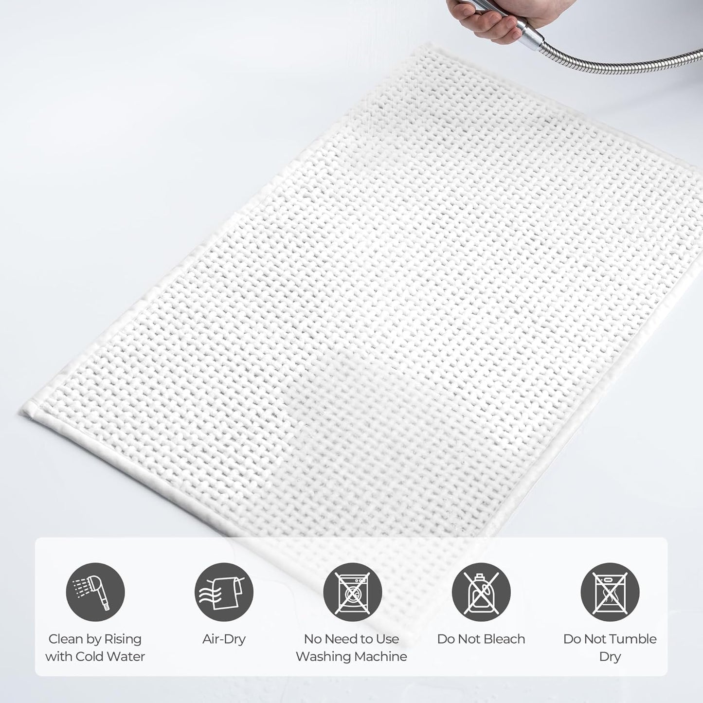 GRANNY SAYS White Bathroom Rugs, Absorbent Bath Mats for Bathroom, 36" x 24", Soft Chenille Bath Mat, Small Bath Rugs Non Slip Washable, Thin Rug for Tub and Shower