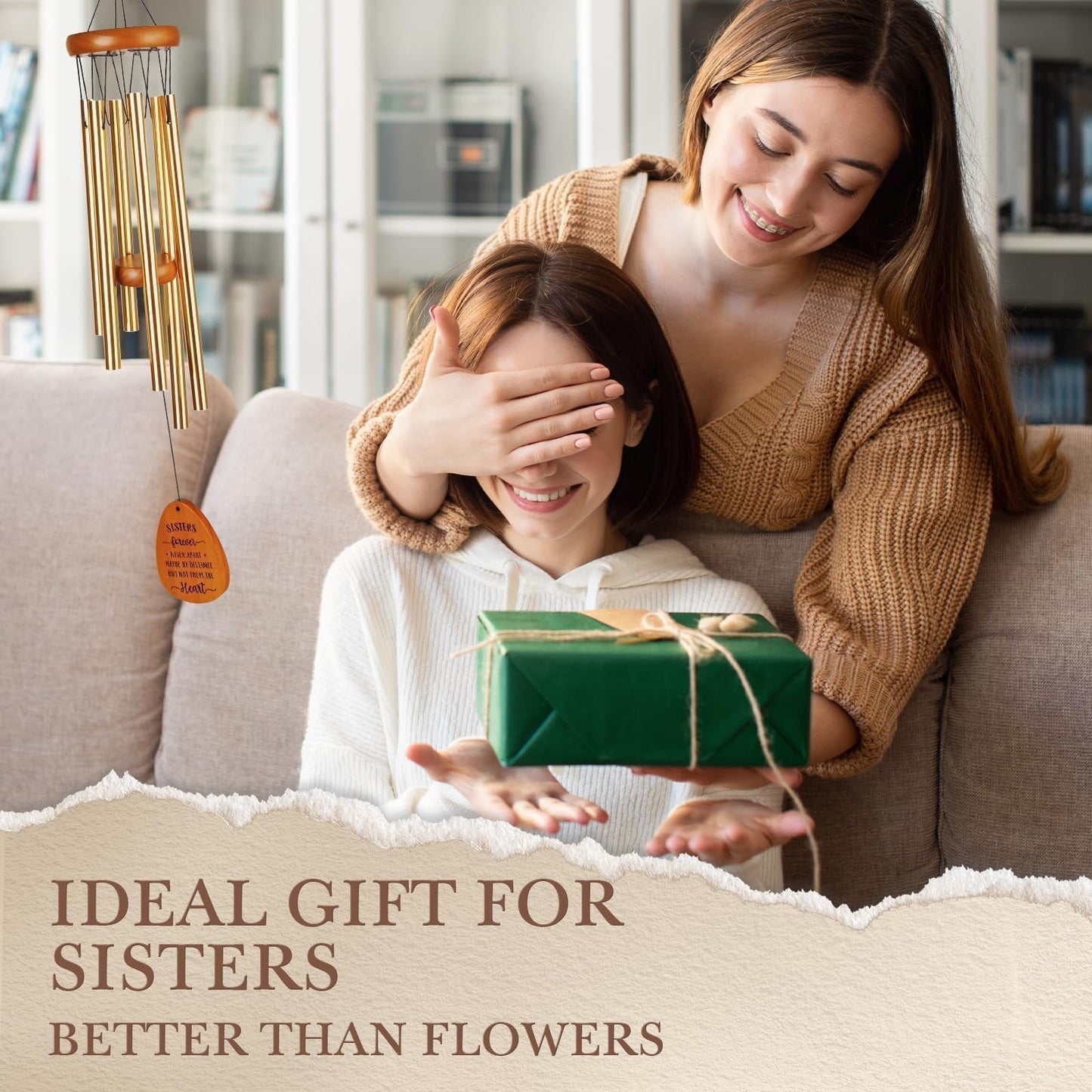 Leebbsin Sister Birthday Gift, idea Wind Chimes, Butterfly Bestie Gift for Sister, Sister Gifts from Sister for Chirstmas Birthday Wedding Graduation Thanksgiving Gifts for Bestie, Sister-in-Law