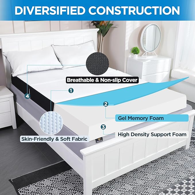 Roxzo 4-inch Full Size Memory Foam Trifold Mattress with Washable Fabric Cover, Foldable Floor Mattress for Camping & Guest Beds, 73x52x4 inches