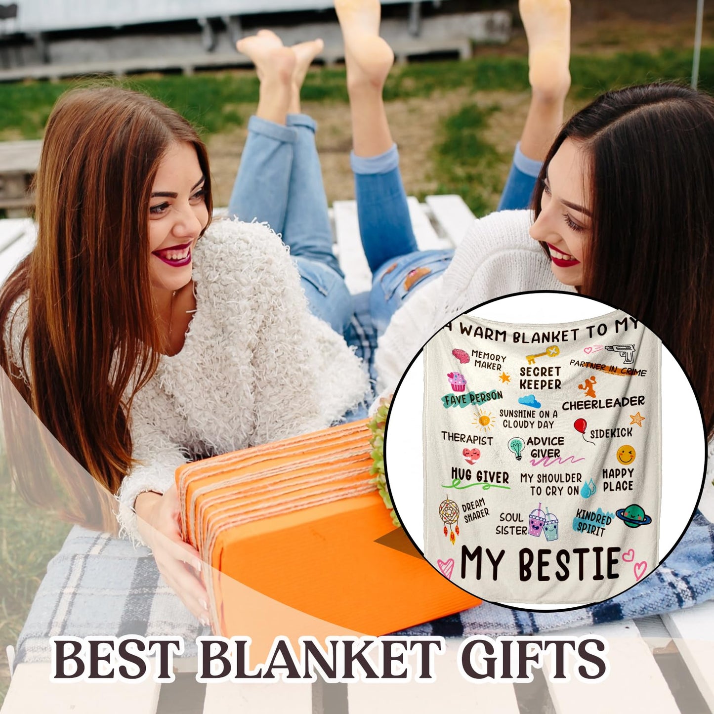 Best Friend Blanket, Best Friend Birthday Gifts for Women, Friendship Gifts for Woman, BFF - Work Bestie&Coworker Leaving Gift Ideas, Christmas day for BestFriend Coworkers, Bestie blanket 60"x 50"