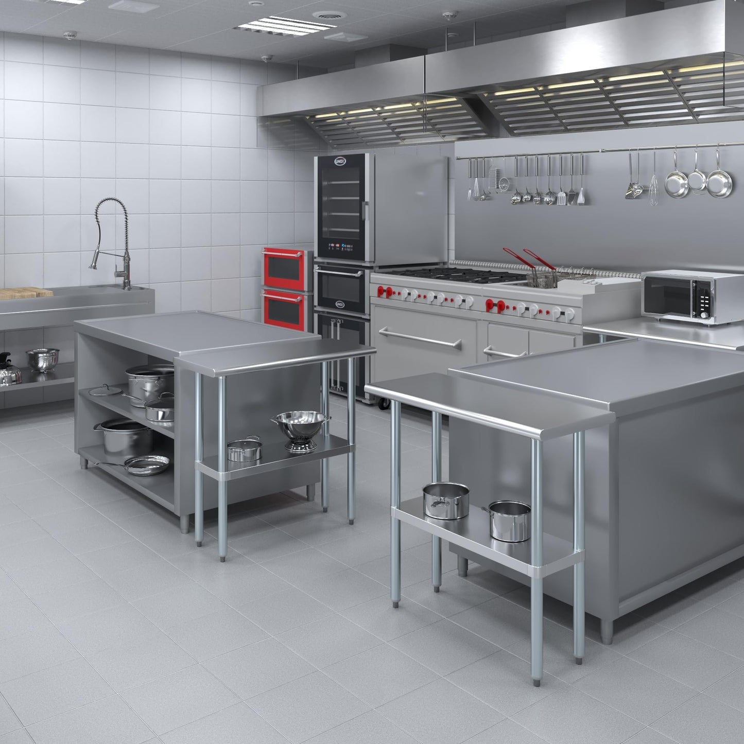 AmGood 16 in. x 36 in. Stainless Steel Work Table | Metal Kitchen Food Prep Table | NSF