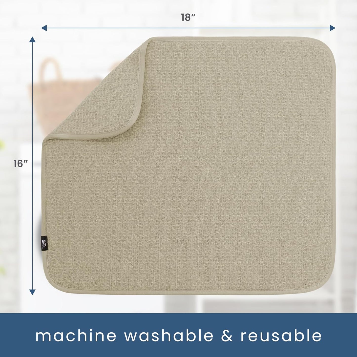 S&T INC. Dish Drying Mat 2 Pack, 16” x 18”, Absorbent Microfiber Kitchen Counter Mat, Dish Drying Pad for Dishes, Utensils, Pots and Pans, Large, Pure Cashmere