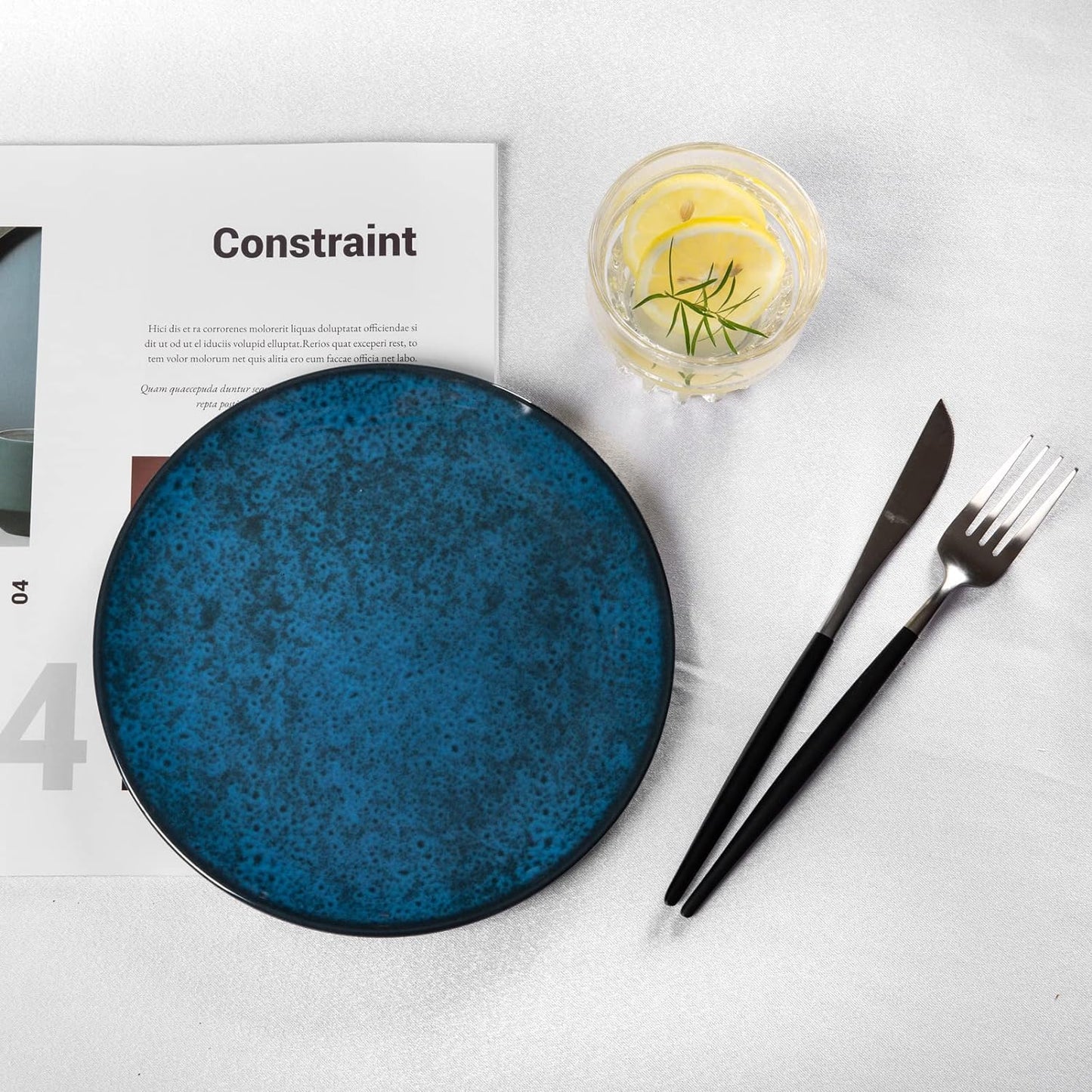 Melamine Dinnerware Sets for 4, Dinner Plates Bowls Set, Unbreakable Melamine Classic Blue Dinnerware, Dishwasher Safe Tableware Sets for Everyday Use, 12 Pcs