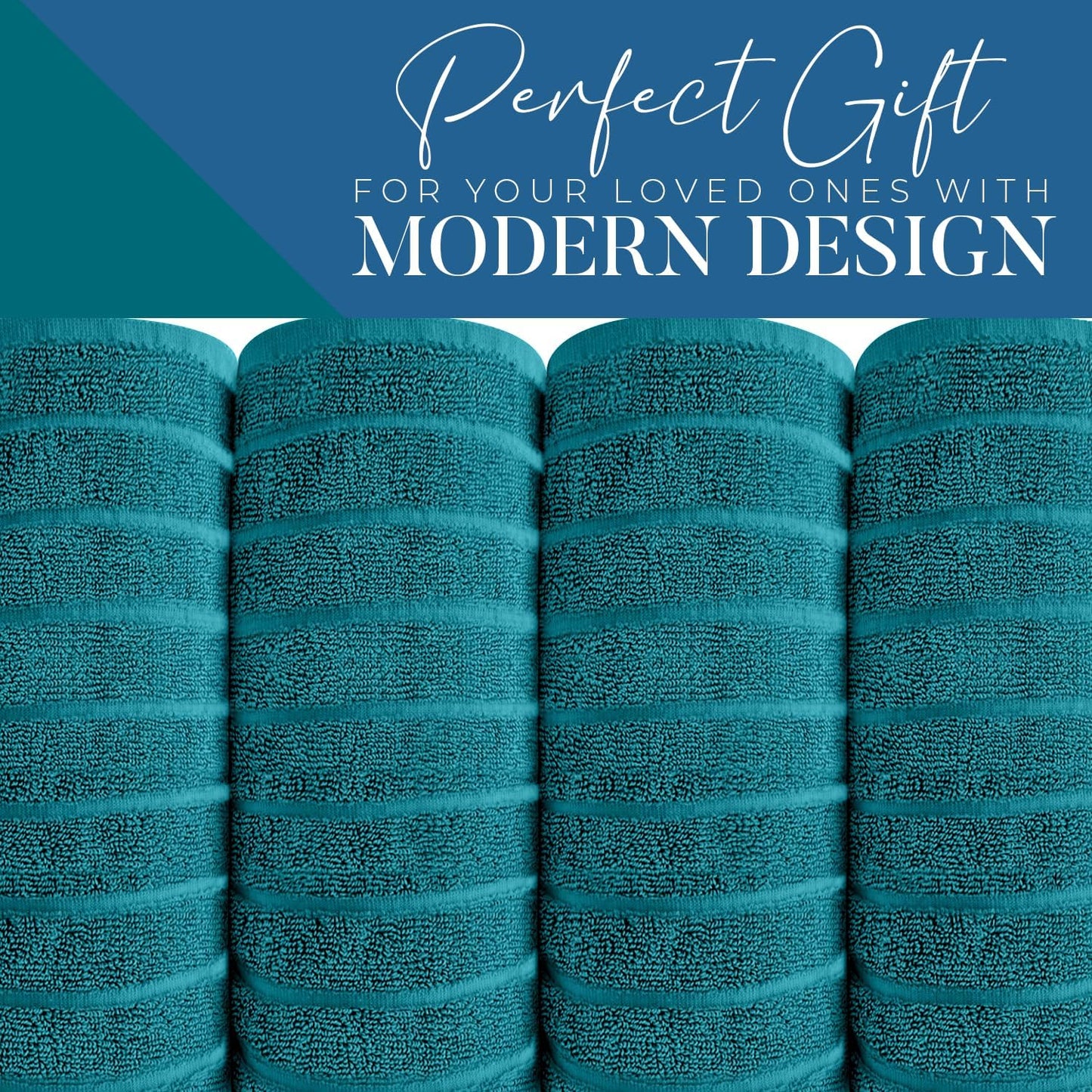 Dan River Pack of 2 Bath Sheet 35x70 Inches, Premium Ribbed Oversized Towels for Adults, Super Soft and Quick Dry - Teal