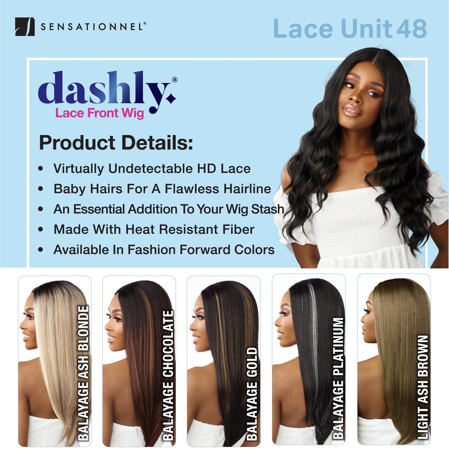 Sensationnel Dashly Lace Front Wig - Unit 48 Hand Tied Laceparting Ear to Ear Synthetic (LIGHTASHBROWN)