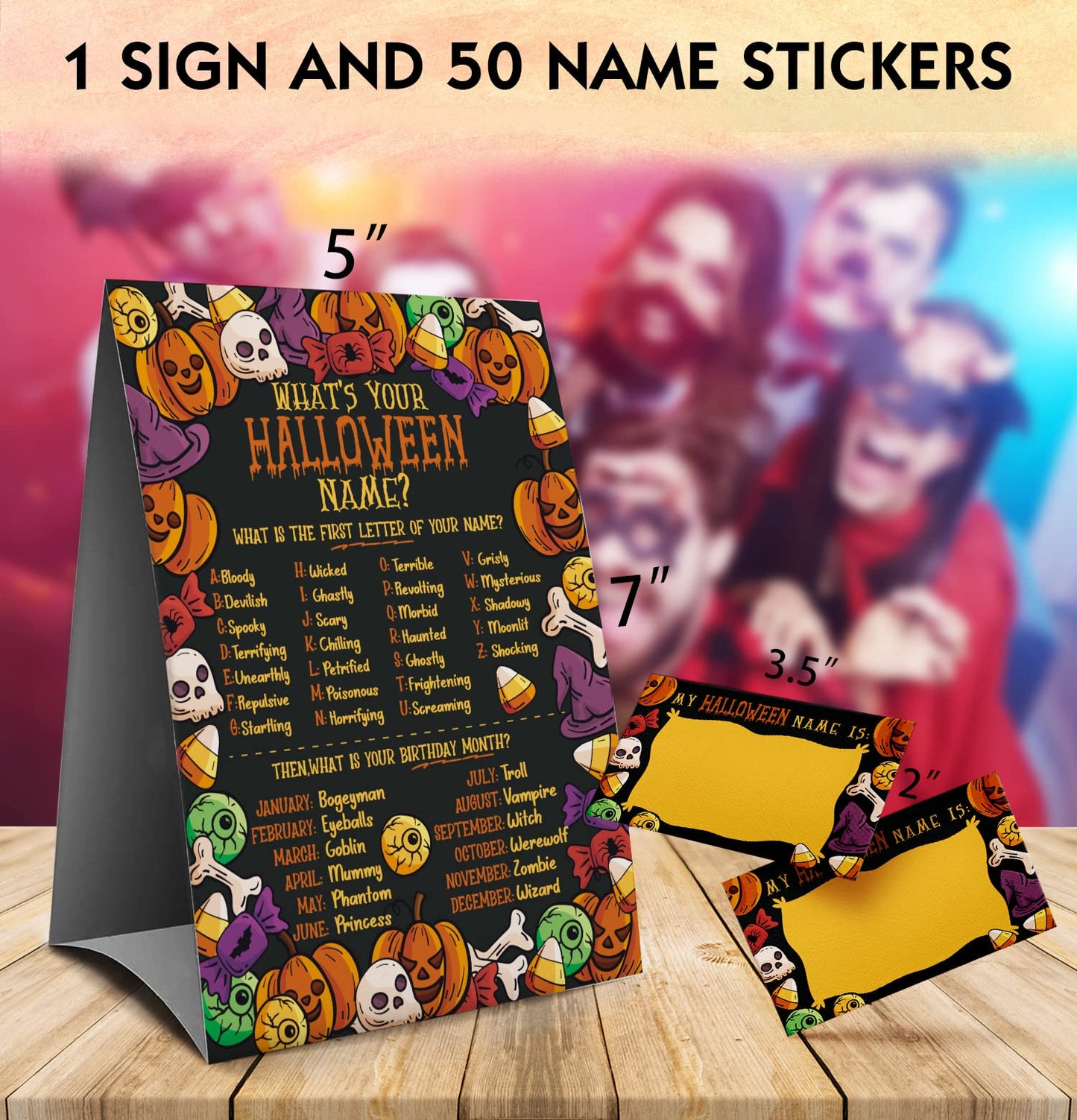 Halloween Games Sign - What's Your Halloween Name Game, Halloween Games and Activities for Family, Fall Party Games(9WN)