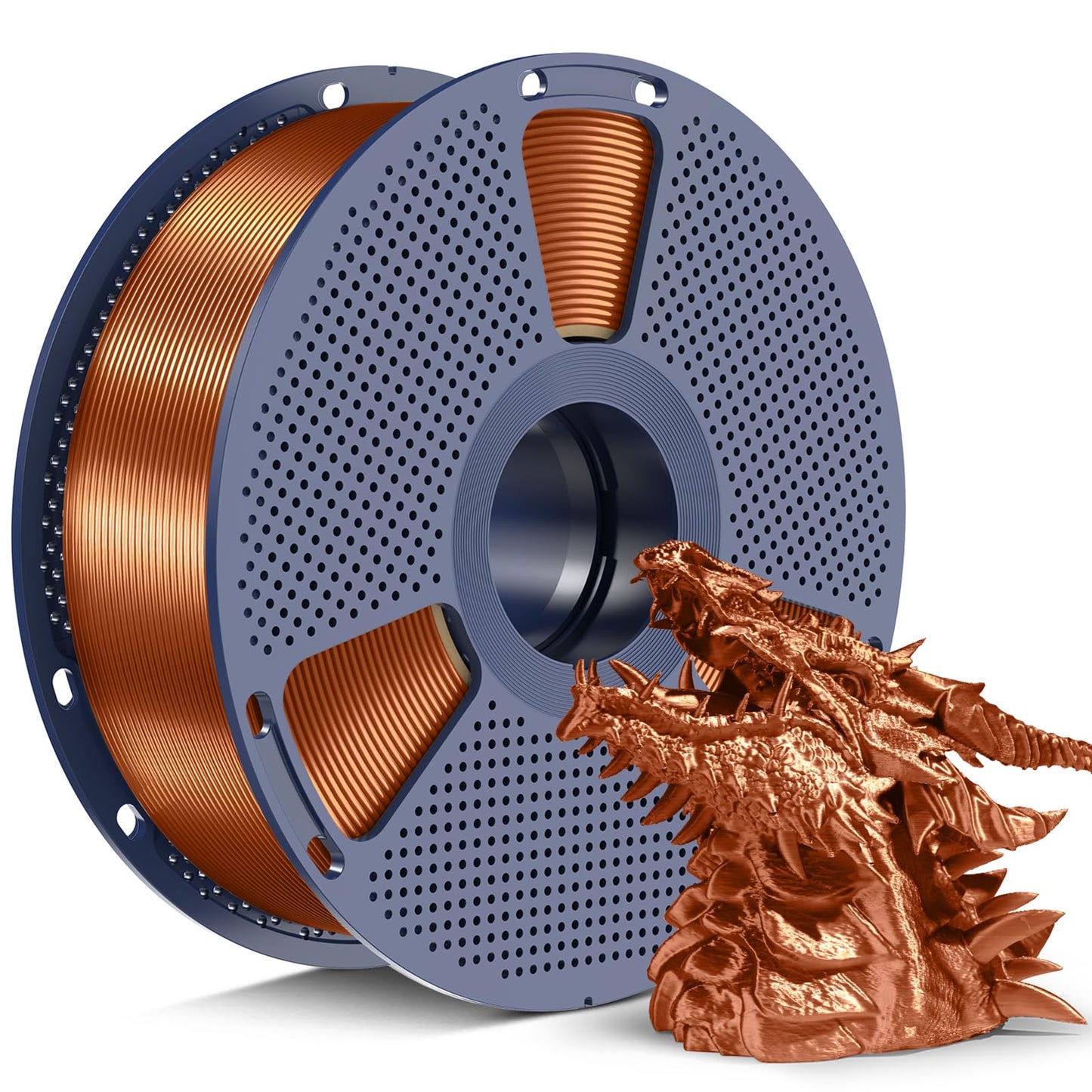SUNLU Silk PLA+ Filament 1.75mm Bronze Color, Chrome Like Gloss Finish, Smooth Silk Texture, Upgraded Formula for Stable Printin