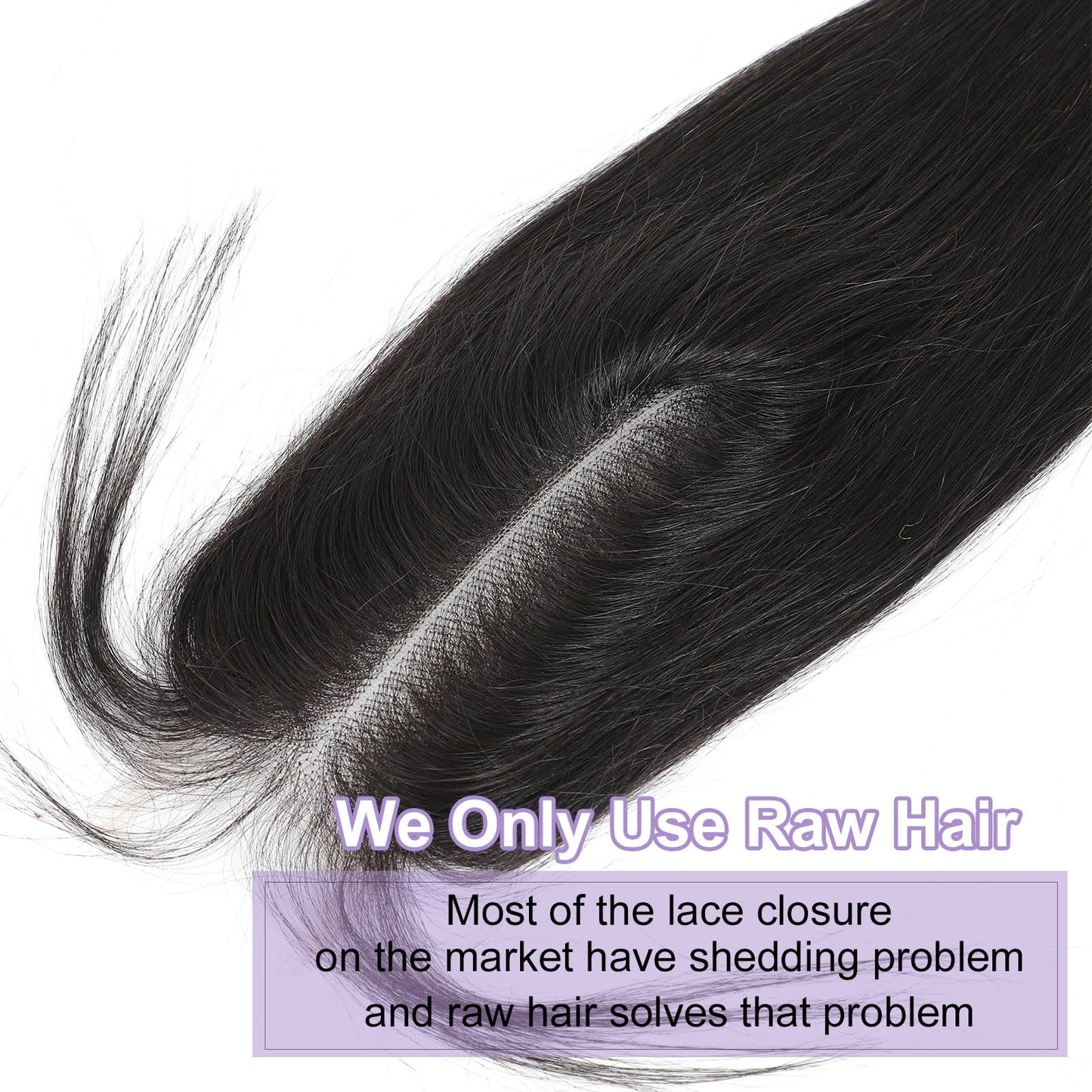 DSEKCAIN 2x6 HD Lace Closure Human Hair Transparent 2x6 Straight Lace Closure Long Middle Part 100% Raw Virgin Human Hair Natura