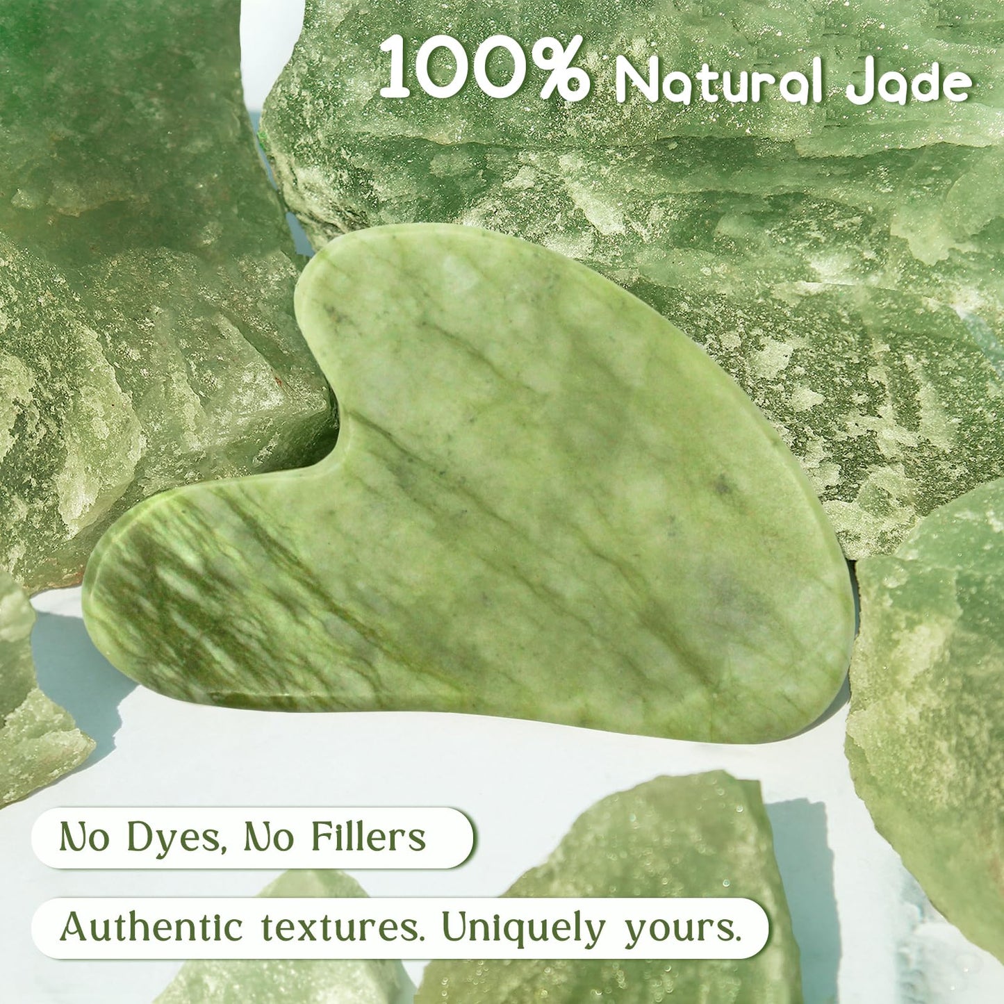 Flagest Gua Sha Facial Tools, Jade Stone Guasha Tool for Face Body, Facial Massage Tool for Jawline Sculpting and Puffiness Redu