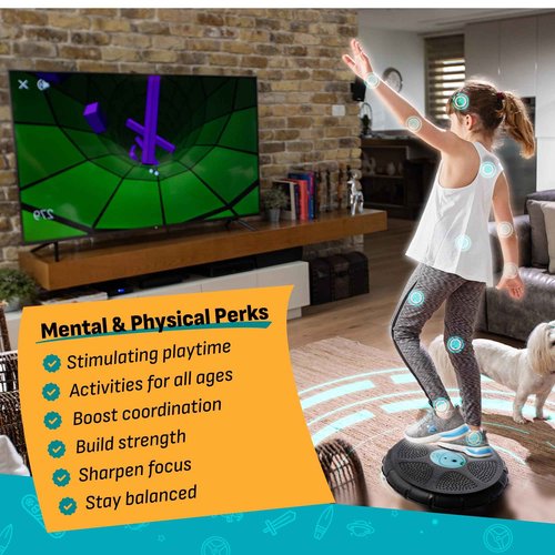 GoBalance Play - Smart Balance Board Game with Bluetooth Motion Sensors, Professional Wobble Board with 12 Interactive Games for Fun, Balance training and Home Gym Workout.