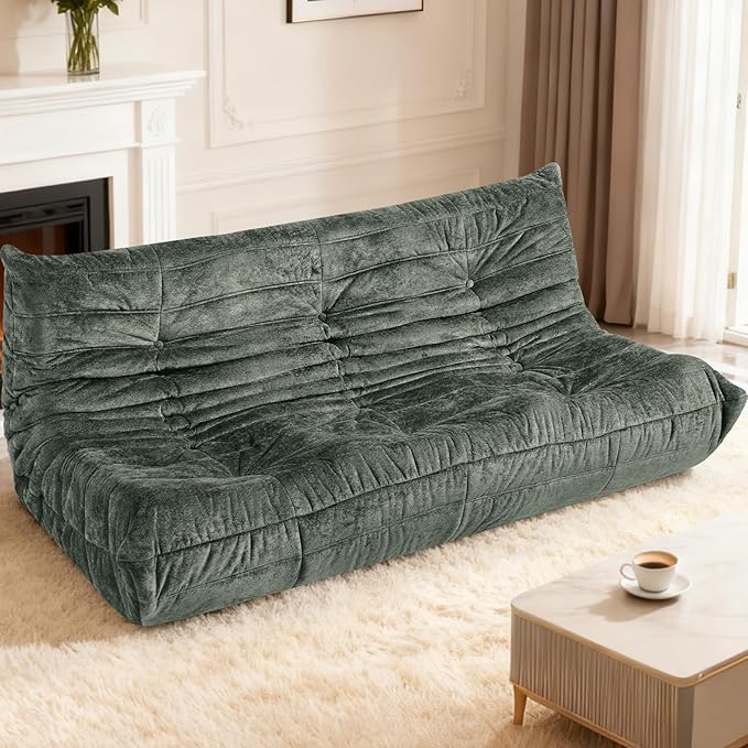 HABUTWAY Bean Bag Chair, Giant Bean Bag Chairs for Adults, 3 Seater Fireside Chair, Lazy Large Floor Bean Bag Sofa for Living Room, Bedroom, Dorm, Office (Green)