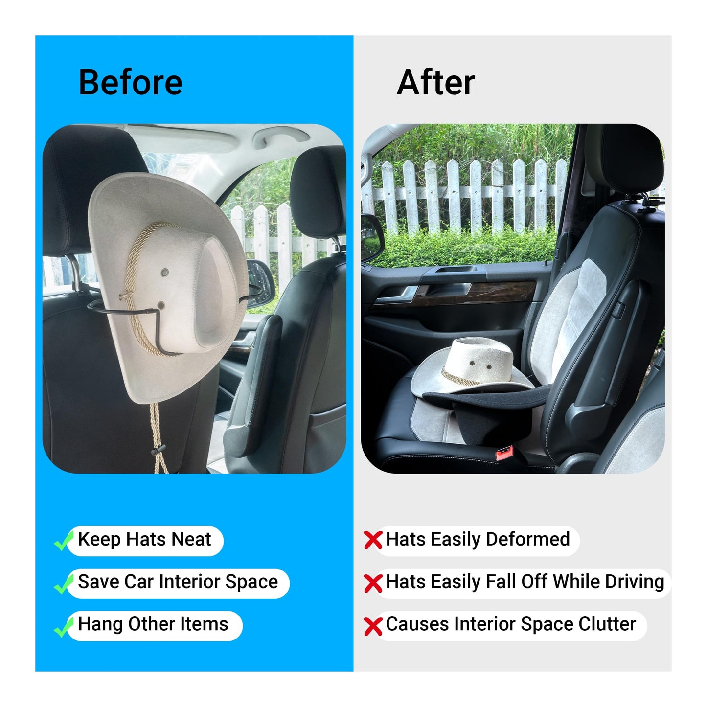 Yuoyar Cowboy Hat Holder for SUV and Car - Maintain Hat Shape - Truck Accessories