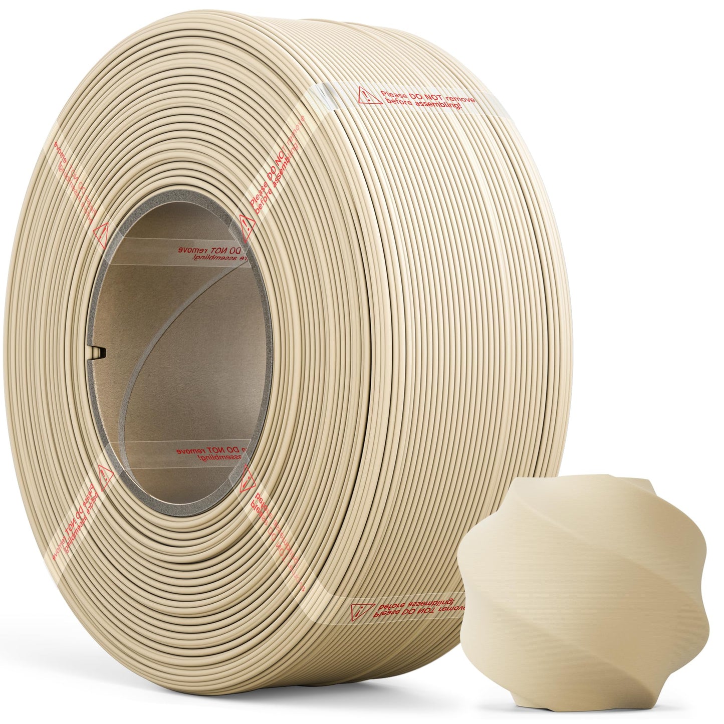 MarsWork Matte PLA Refill Filament 1kg (2.2lbs) for Reusable Spools, 1.75mm Spool-Less 3D Printing Filament Beige, Compatible wi