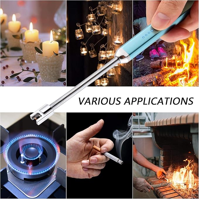 MEIRUBY Electric Candle Lighter, Birthday Christmas Stocking Stuffers Gifts for Women Mom Men Wife Sister, USB Arc Rechargeable Windproof Long Lighter for Candle BBQ Housewarming Gift Idals