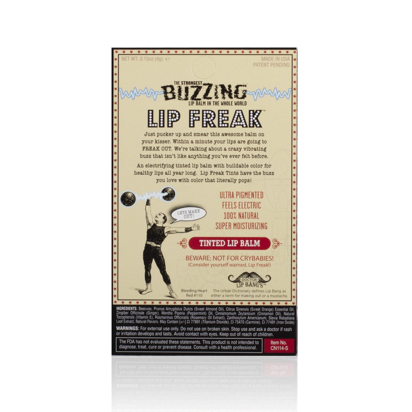 Doctor Lip Bang's BUZZING Lip Balm | Lip Freak| 100% All Natural | Cruelty Free | Tinted | Bleeding Heart