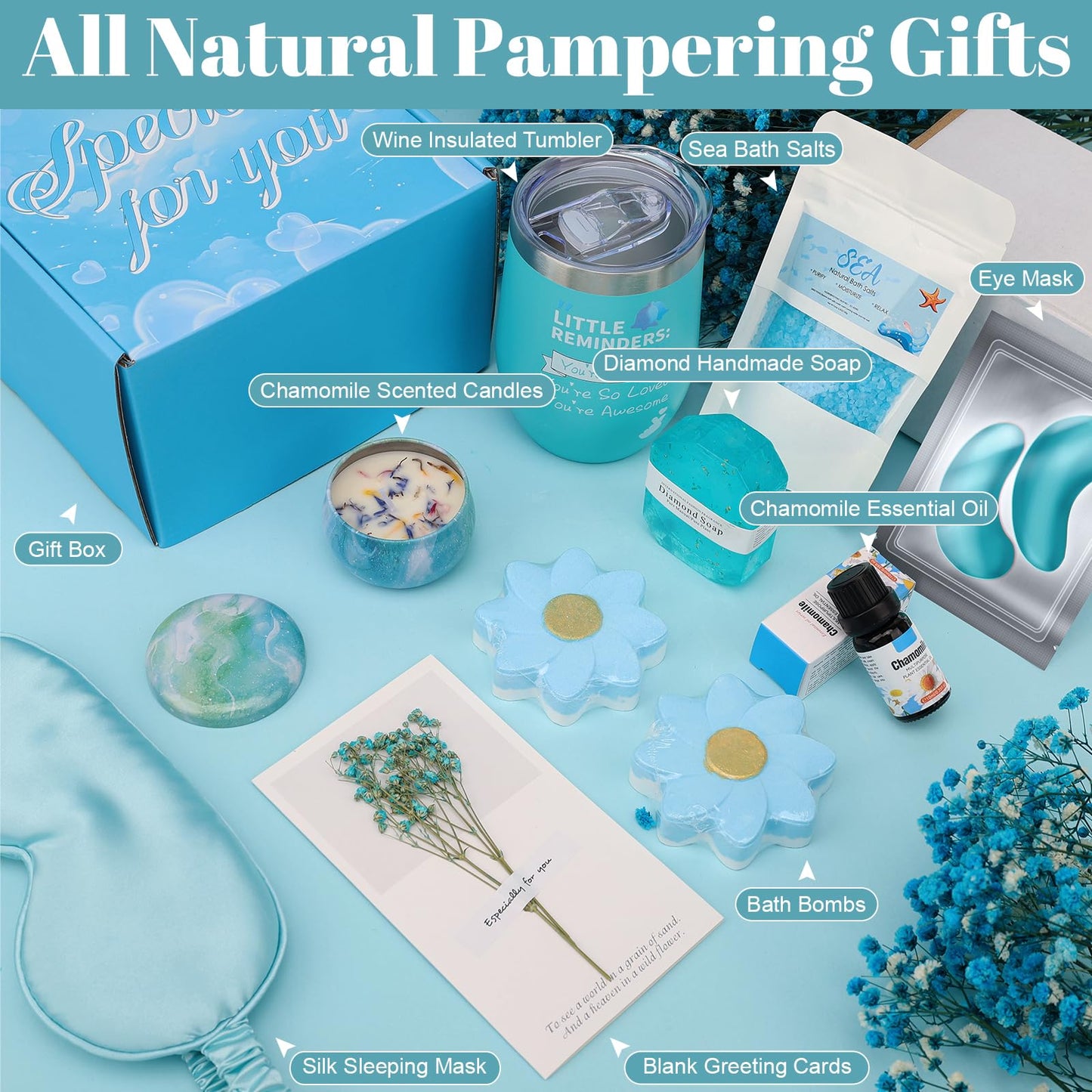 TOPPTIK Birthday Gifts Basket for Women, Relaxtion Spa Set, Self Care Kit for Women, Gifts Boxes for Her, Mother, Wife, Friend, Sister, Girlfriend