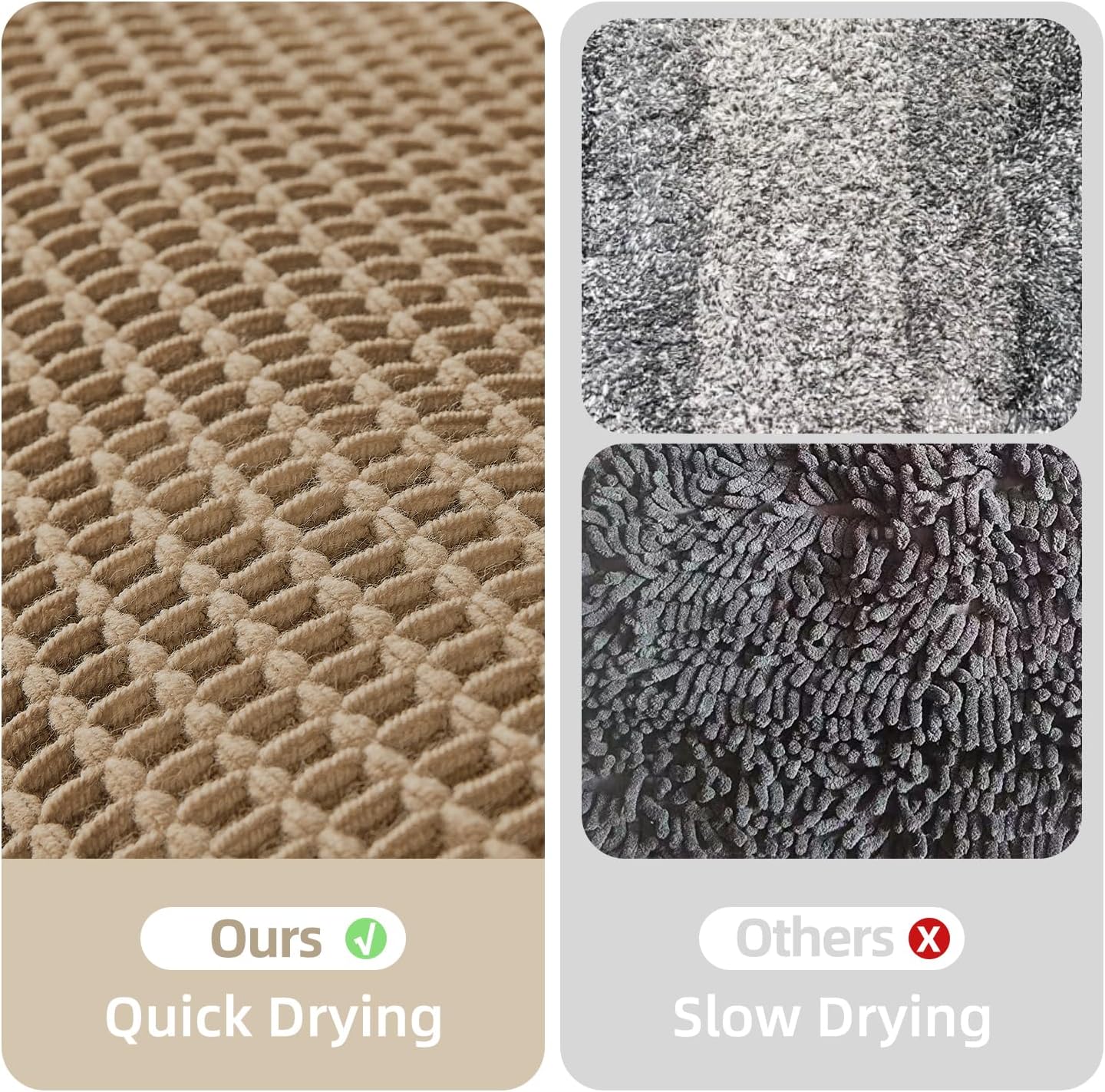 Waffle Bath Mat, Boho Bathroom Rugs Non Slip Washable Super Absorbent Quick Dry Farmhouse Bathroom Decor, 36"x24" Khaki