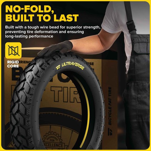 ULTRAVERSE 26x4 E-Bike Fat Tire - Robust, High-Performance 26inch Fat Tyre for MTB and Ebikes, Durable All-Terrain Directional Tread, Superior Density for Street & Trail Adventures-1 Unit