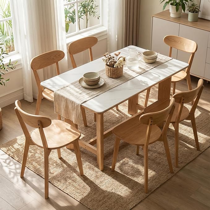 Bamskov 100% Solid Oak Wood Dining Room Chairs - Practical Kitchen Chairs - Wood Chair for Dining Room, Kitchen (1, Natural)