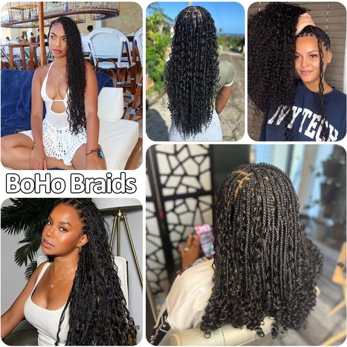 Human Braiding Hair for Boho Braids, 100% Virgin Human Hair No Chemical Processing, Black Bulk Human Hair for Braiding Small Knotless Braids Bohemian Style (Black - Curly, 150g - 18 Inch)