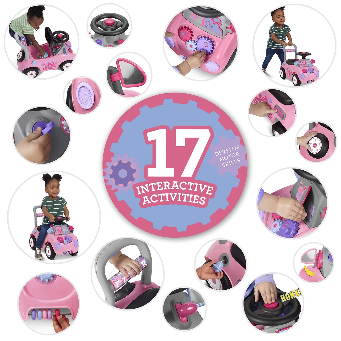 Kids Car, Baby Toys for Kids, Toddler Toys 2-3, Radio Flyer Creativity Car: Pink Ride-On, for Ages 1-3 Years