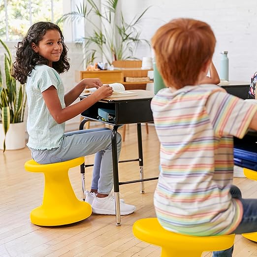 ECR4Kids Twist Wobble Stool, 14in Seat Height, Active Seating, Yellow