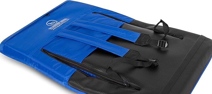 Stadium Boss Recliner Stadium Seat for Bleachers, Benches, Lawns, Backyard, Camping & Beach – Padded Sport Chair, Cushion Backs & Armrest – 6 Reclining Positions – Portable Carry Straps – Blue