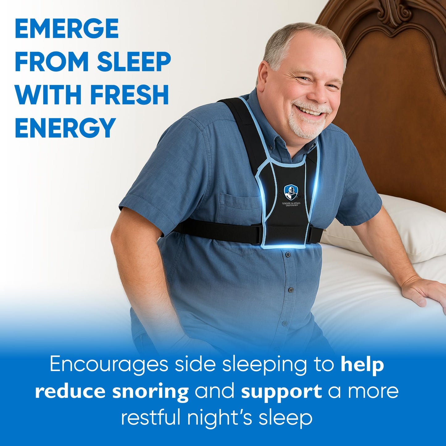 Snore & Apnea Guard - Anti Snoring Sleep Position Trainer for Sleeping On Your Side and Improving Quality of Sleep, Adjustable Sleep Positioner Vest, Prevent Back Sleeping and Promote Side Sleeping