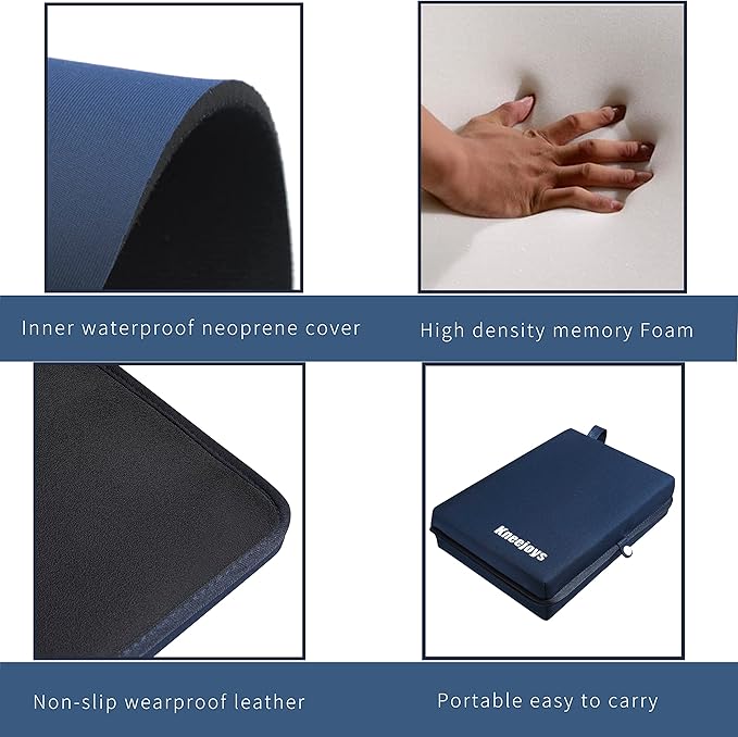 Kneejoys Women & Men Knee Pad - Bath Kneeler with Baby & Garden Kneeling Pads, Yoga Knee Cushion (Nave Blue)