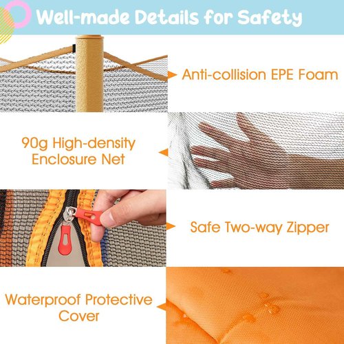GYMAX Toddler Trampoline, 48” ASTM Approved Indoor Rebounder with All Round Enclosure Net & Large U-Shape Access, Seamless Small Kids Trampoline for Outdoor, Backyard, Gift for Boys Girls (Orange)