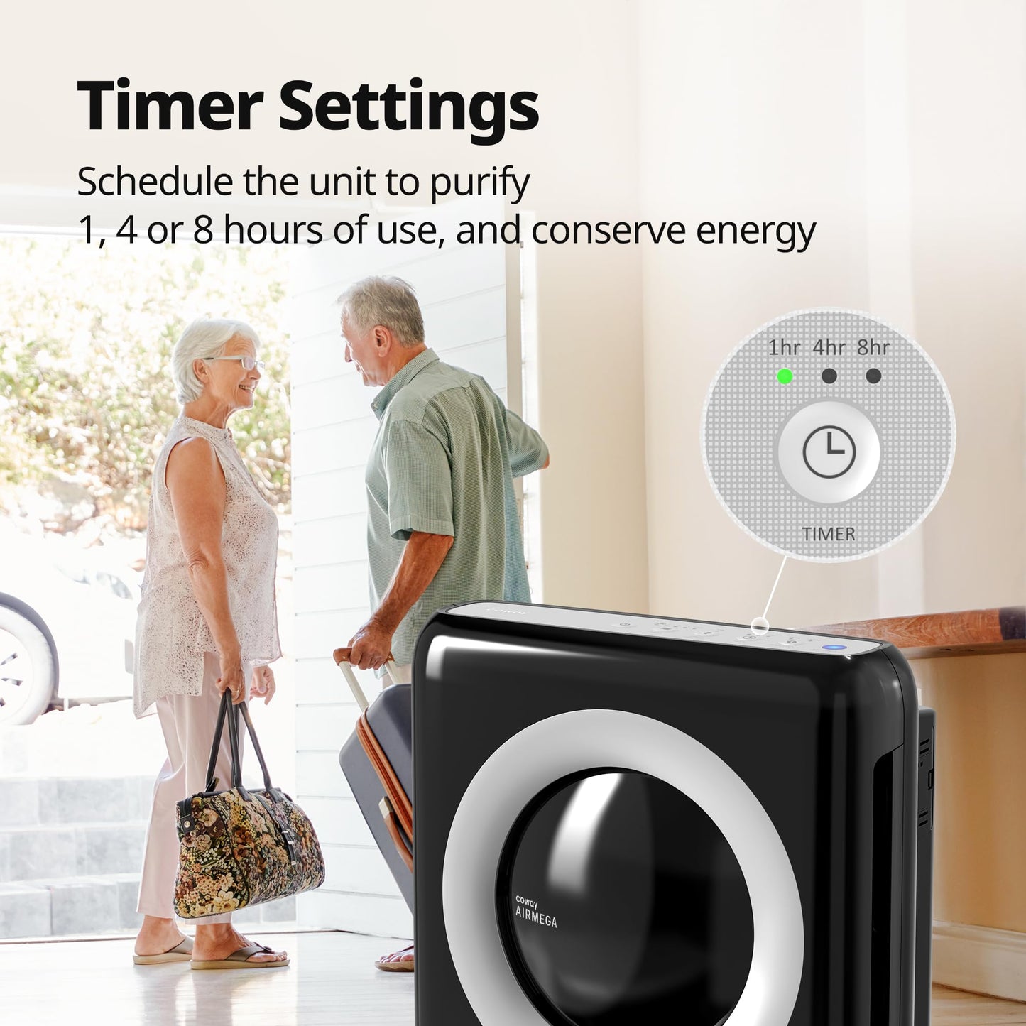 Coway AP-1512HH Mighty Air Purifier with True HEPA and Eco Mode, black/silver, 16.8 x 18.3 x 9.6