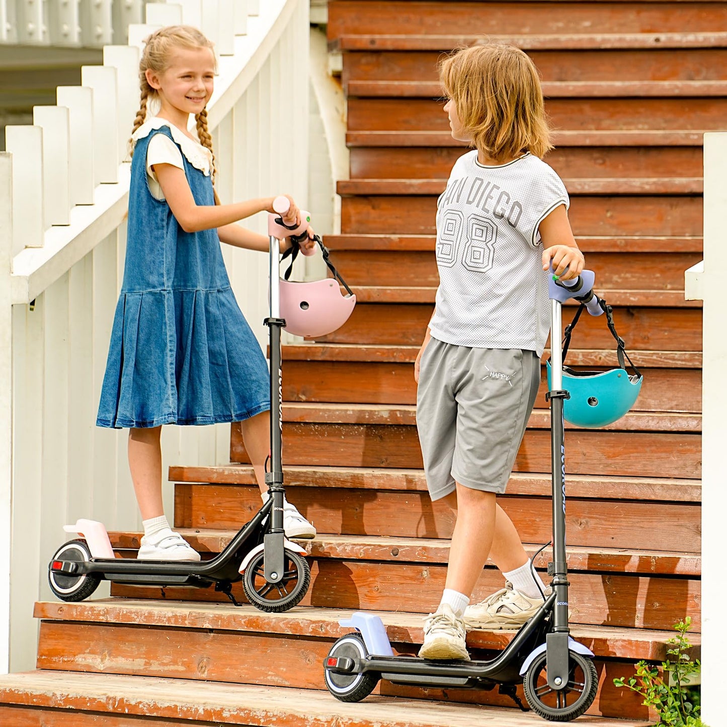 ECOROAD EK6 Kids Electric Scooter for 6-12, 3/6/10mph Speeds for Ultimate Comfort, Adjustable Height Electric Scooter, 150W & Dual Brake Safety, for Growing Adventurers(Rider:3.9-5.2 ft)