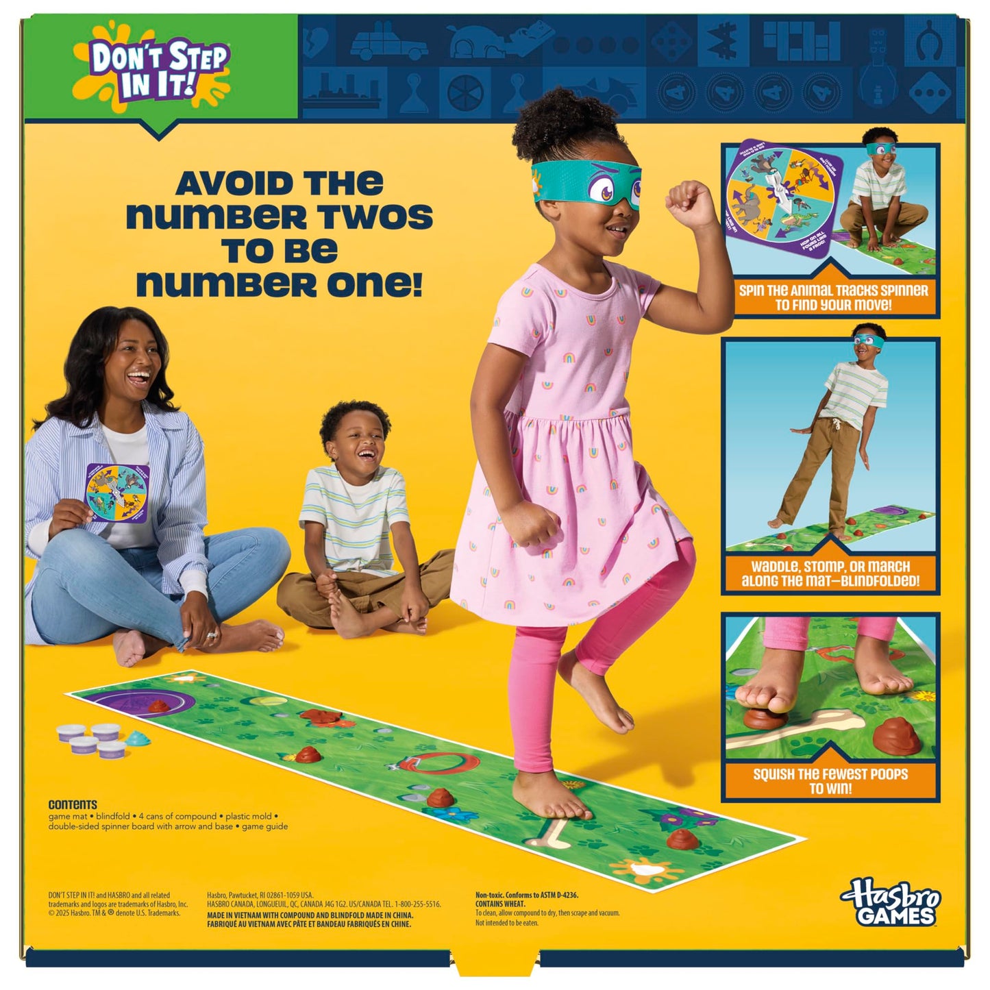 Don't Step in It! Preschool Game I Blindfolded, Poop Party Game | Spinner with 8 Fun Animal Moves | Ages 4+| 1+ Players I Funny Kids Board Games