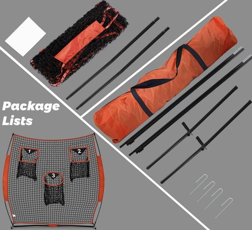 Gulfmore Football Throwing Net - Portable 6x6 FT Football Training Equipment with 3 Targets - Pro Grade Quarterback Youth Outdoor & Indoor Practice