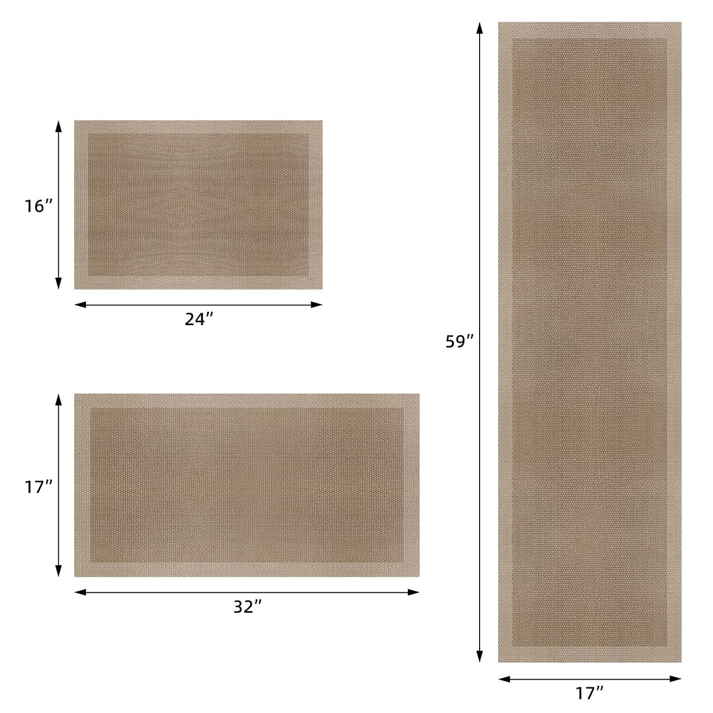YIHOUSE Ultra Thin Jute Print Bath Mat -24"x 16" Super Absorbent Quick Dry Thin Bathroom Rugs Fit Under Door, Non Slip Rubber Backed Mat Washable Bathroom Floor Mats for Shower Room,Sink
