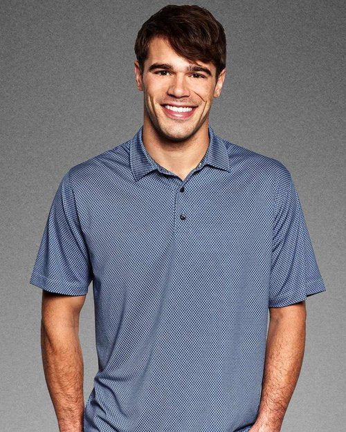 Vantage Apparel Men's Collegiate Premium Moisture Wicking Stretch Fit Diamond Print Polo, Auburn Tigers, Navy, Large