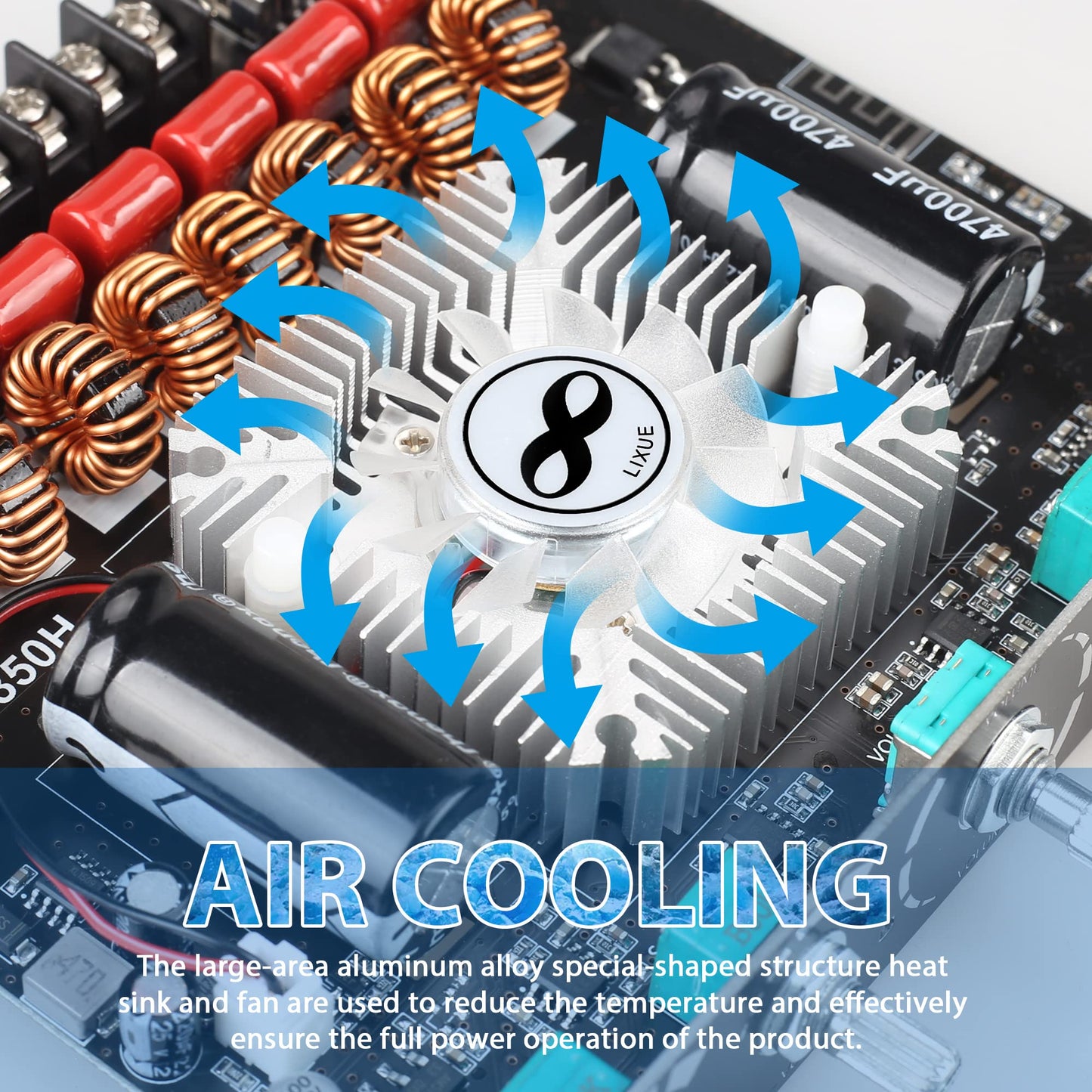 Xy-S350H 2.1 Channel Bluetooth Power Amplifier Board With Tpa3251 Chip, 220W*2+350W Support App Control 18V-36V Bluetooth Speake