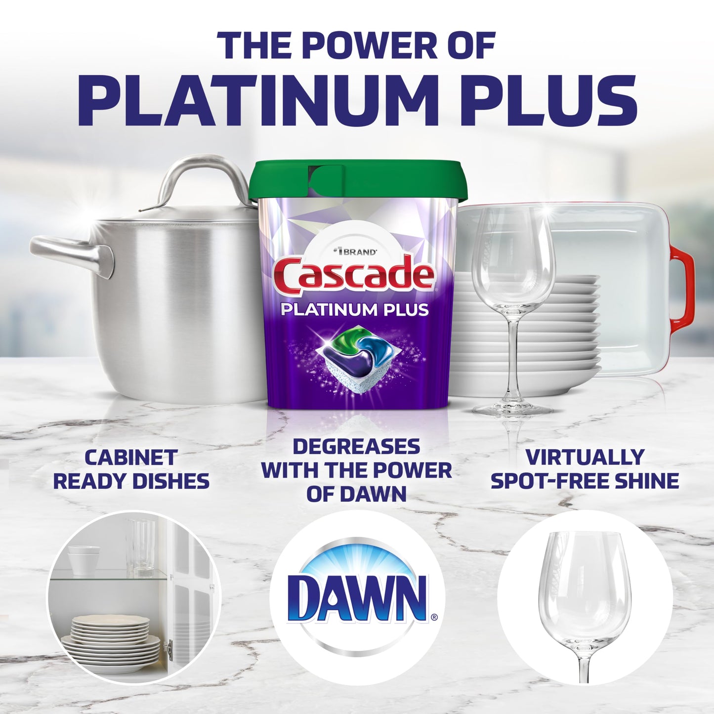 Cascade Platinum Plus ActionPacs Dishwasher Detergent Pods, Dishwasher Soap, Cleaning Supplies, Mountain, 62 Count