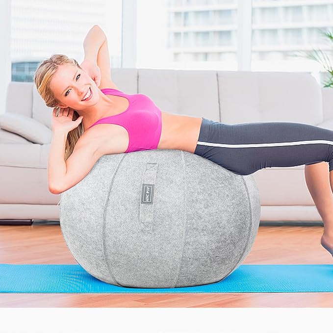 ANC POP Yoga Ball Exercise Ball, Anti Slip Stability Ball Chair, 25” Heavy Duty Large Gym Ball for Fitness, Balance and Core Workout with Cover, Easy Clean