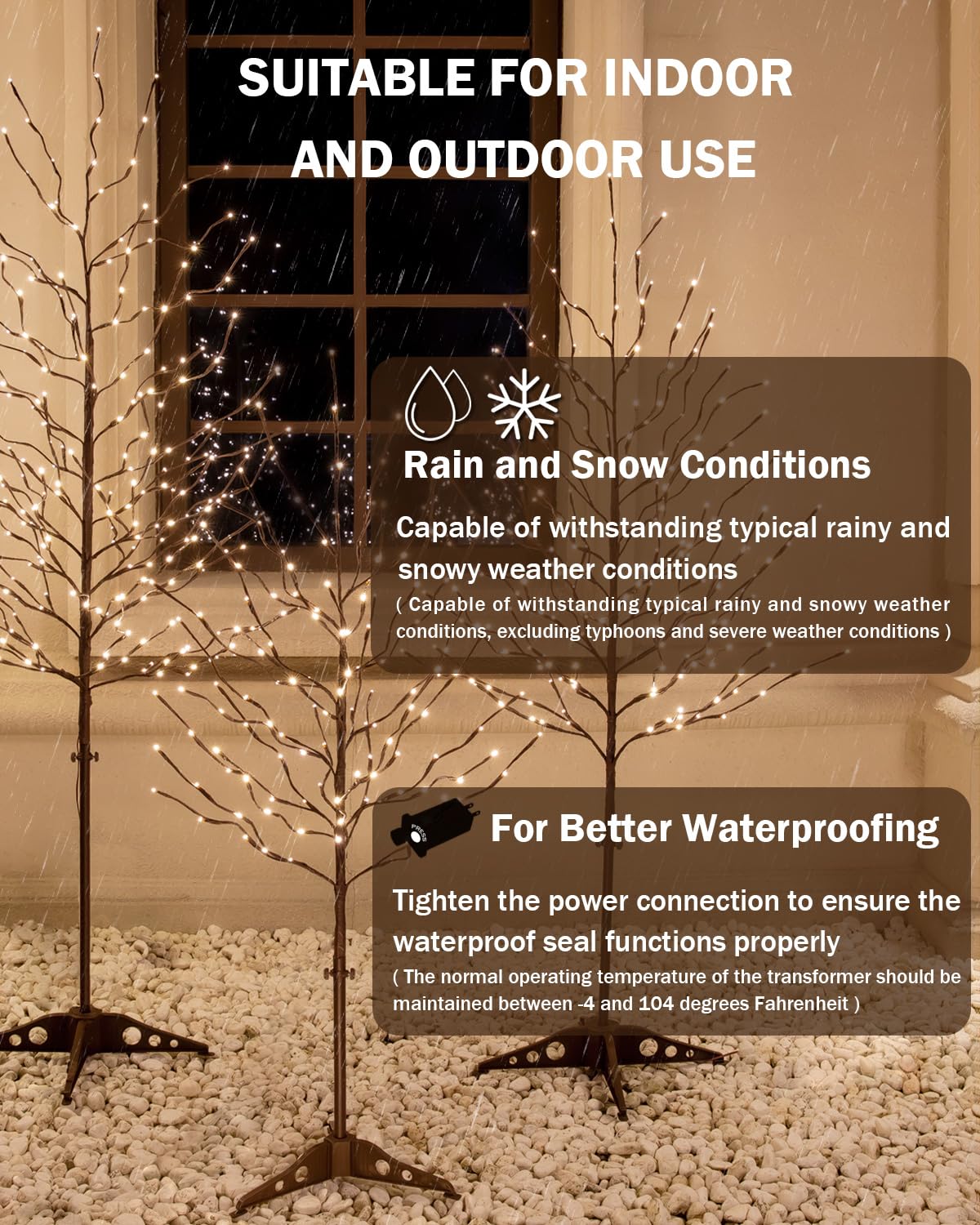 TYBEEU Star Light Tree Set 4ft, 5ft and 6ft with 128/216/256 Warm White LEDs for Holiday Decor - Dimmable, UL Certified, Waterproof - Ideal for Indoor and Outdoor Decoration