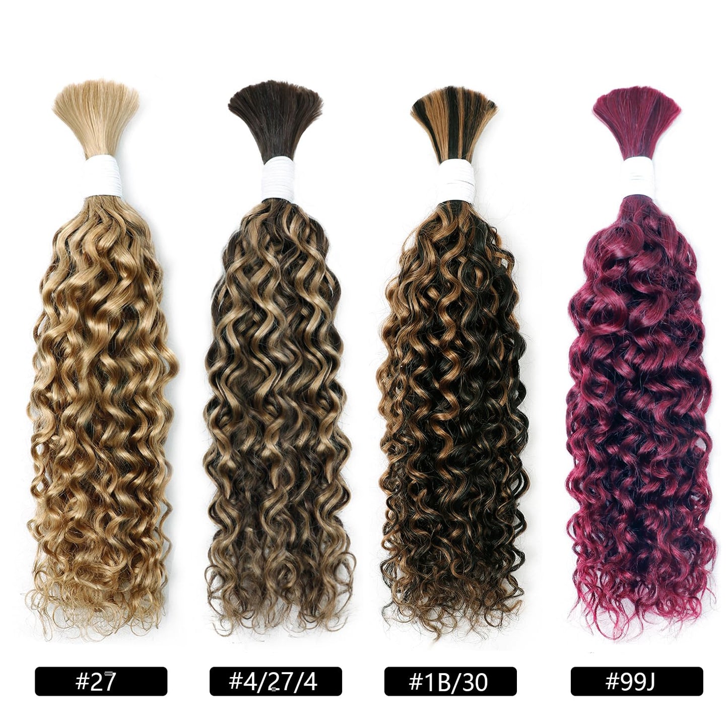 Liqusee Water Wave Curly 1B/30 Human Braiding Hair 100g One Bundle/Pack Bulk Human Hair No Weft Braiding Hair for Boho Braids (2