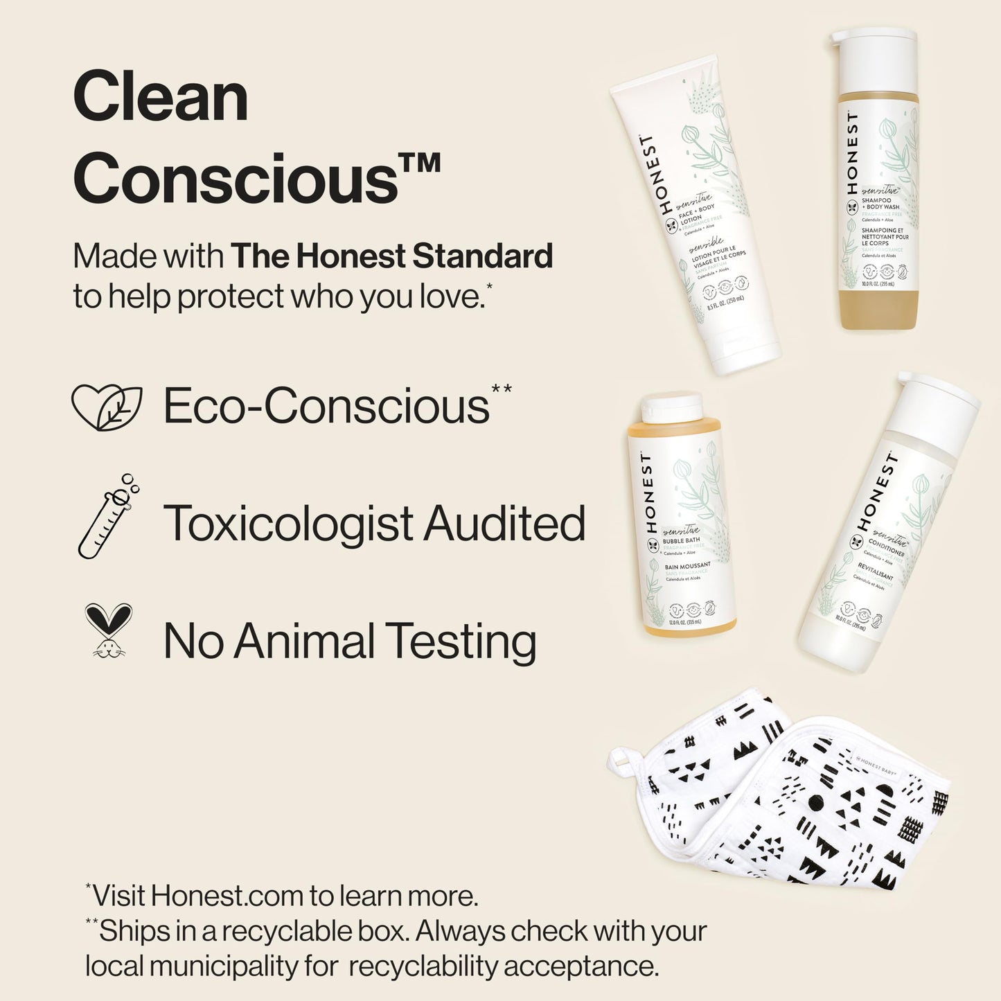 The Honest Company Fragrance Free Bathtime Gift Set | Hypoallergenic Bath Essentials for Sensitive Skin | Shampoo + Body Wash, F