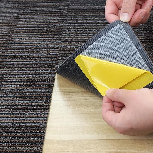 Carpet Tile Tape Double Sided 4" x 4", 125 Tabs Per Pack, Adhesive Connectors for Hardwood Floors, Stair Treads, Tile Floors