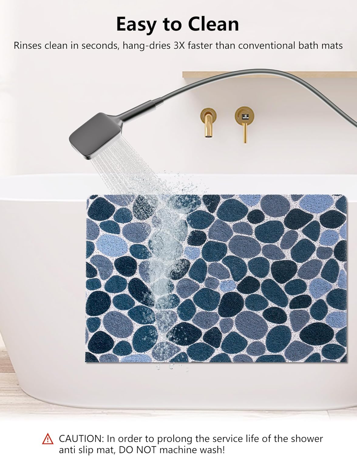 Bathtub Mat Non Slip, Yonala 24 x 16 Inch Premium Non Slip Shower Mats for Inside Shower, Soft Trimmable PVC Loofah Anti Slip Shower Mat, Fast Drying Shower Floor Mat for Bathroom, Home, Bath Tub