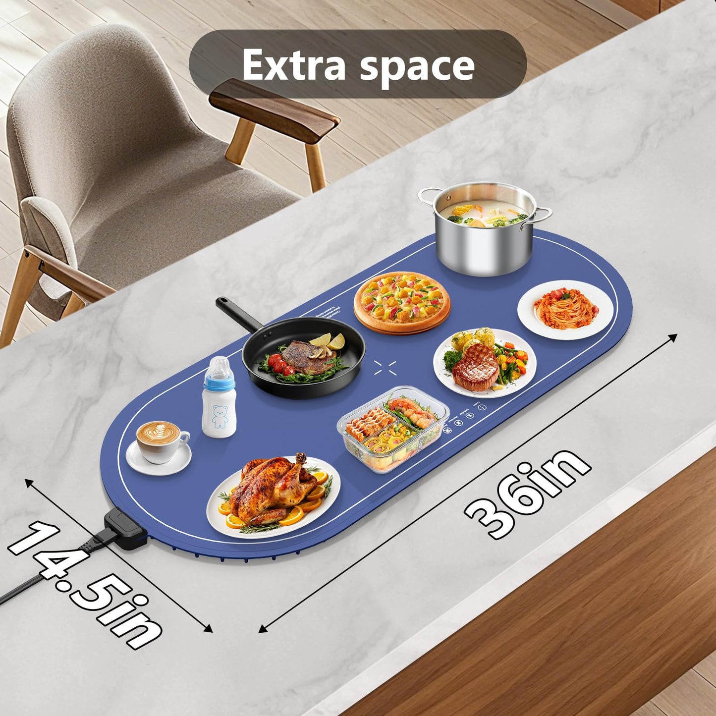 Warming Mat for Food Extra Large,36"x15" Food Warming Mats for Countertops, Parties, and Daily Use with Timer and 3 Temperature Levels