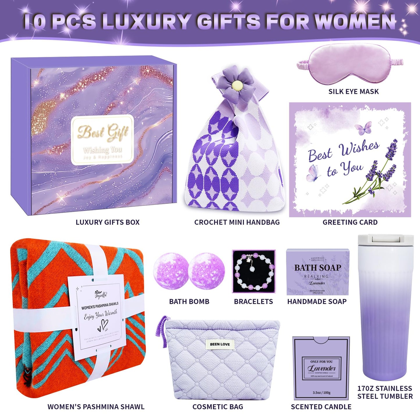 Birthday Gifts for Women, Relaxing Spa Gifts Basket Care Package w/ Luxury Pashmina Shawls Blanket, Self Care Gifts Get Well Soon Gifts for Mom Wife Grandma Friend Sister