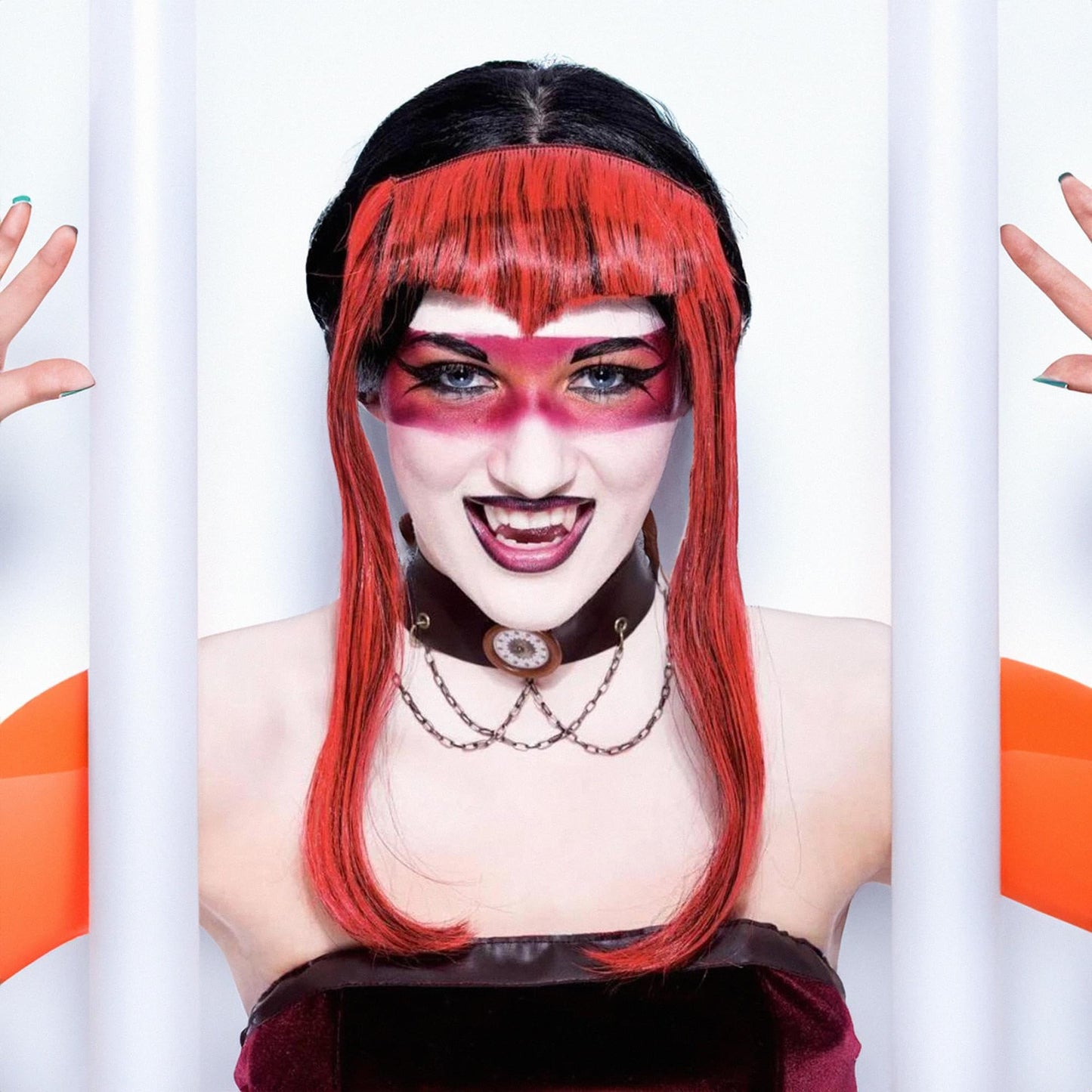 Chelsea Widow's Peak Womens Red Halloween Wig