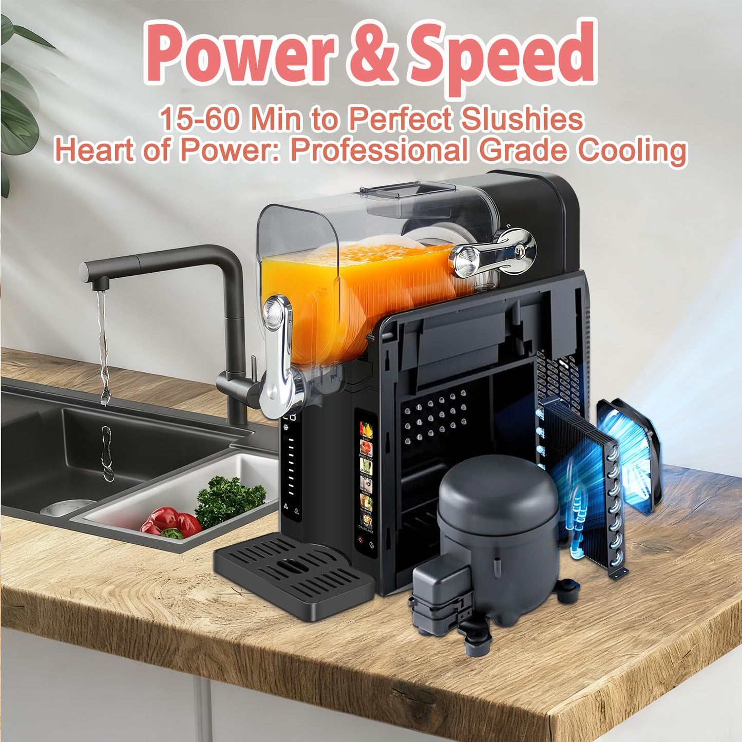 Supwin Slushie Machine for Home - 88oz Frozen Drink Maker Slushy Machine, 2-In-1 Soft Ice Cream Maker, 6 Preset Programs| Slushie, Cocktails, Frappés, Ice Cream, Smoothies, Milkshakes (Screen Version)
