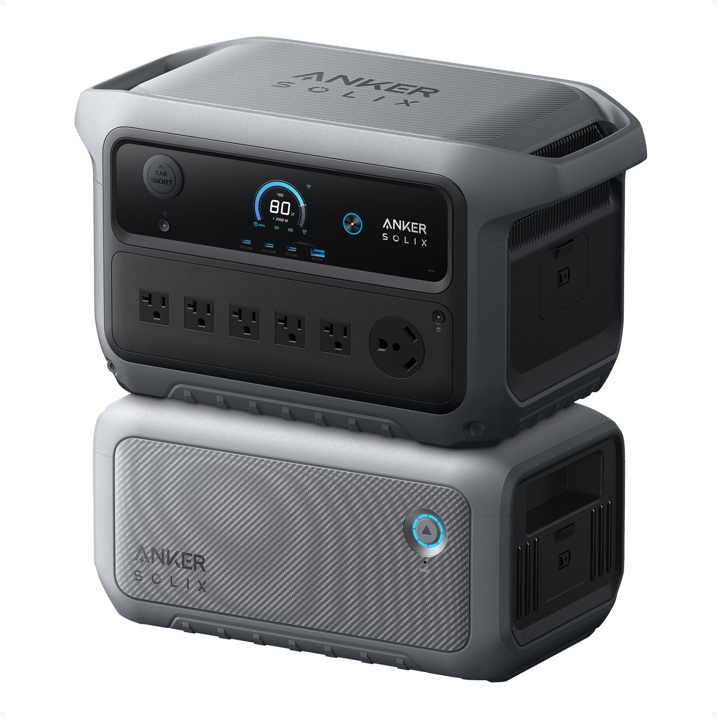 Anker SOLIX C2000 Gen 2 Portable Power Station with Expansion Battery, 2,400W (Peak 4,000W) Solar Generator, Full Charge in 58 M