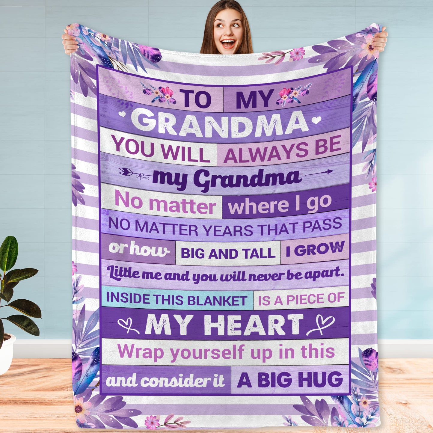 Fastpeace Gifts for Grandma – Mothers Day, Birthday Gift from Granddaughter, Grandson, or Grandkids, Soft and Cozy Blanket for Grandma, Warm and Comfortable Blanket Throw 50x60 inches